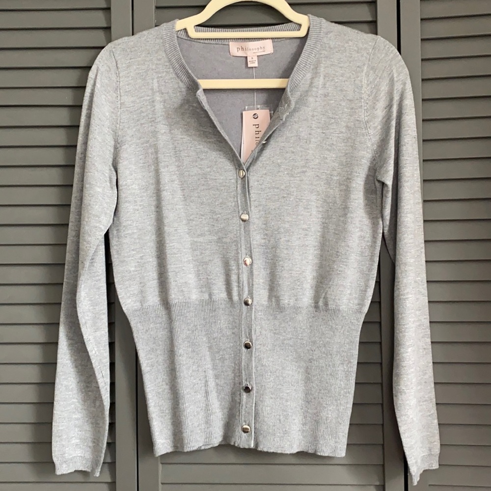 Philosophy Grey Heather Cardigan w. Silver buttons